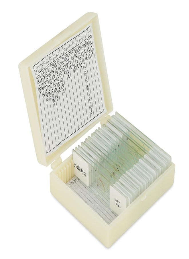 DIY-SCIENCE Human & Animals Hairs Feathers and Fibers Comparison Microscope Slide Set, 18pcs Prepared Slides Includes Various Types Samples for Kids Students - Image 1
